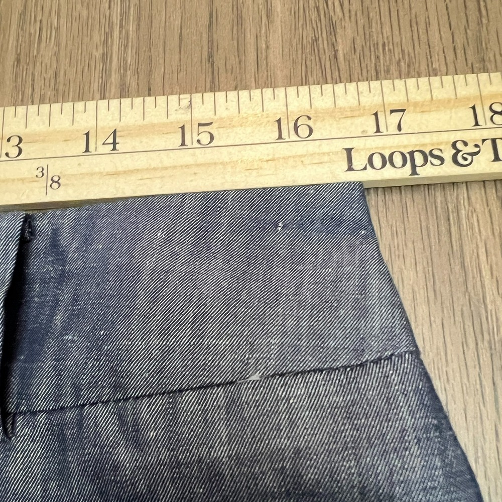 NWT Loft Petites Wide Leg 10P Blue Cotton Ramie Blend Chambray-Like Pants - Picture 7 of 11